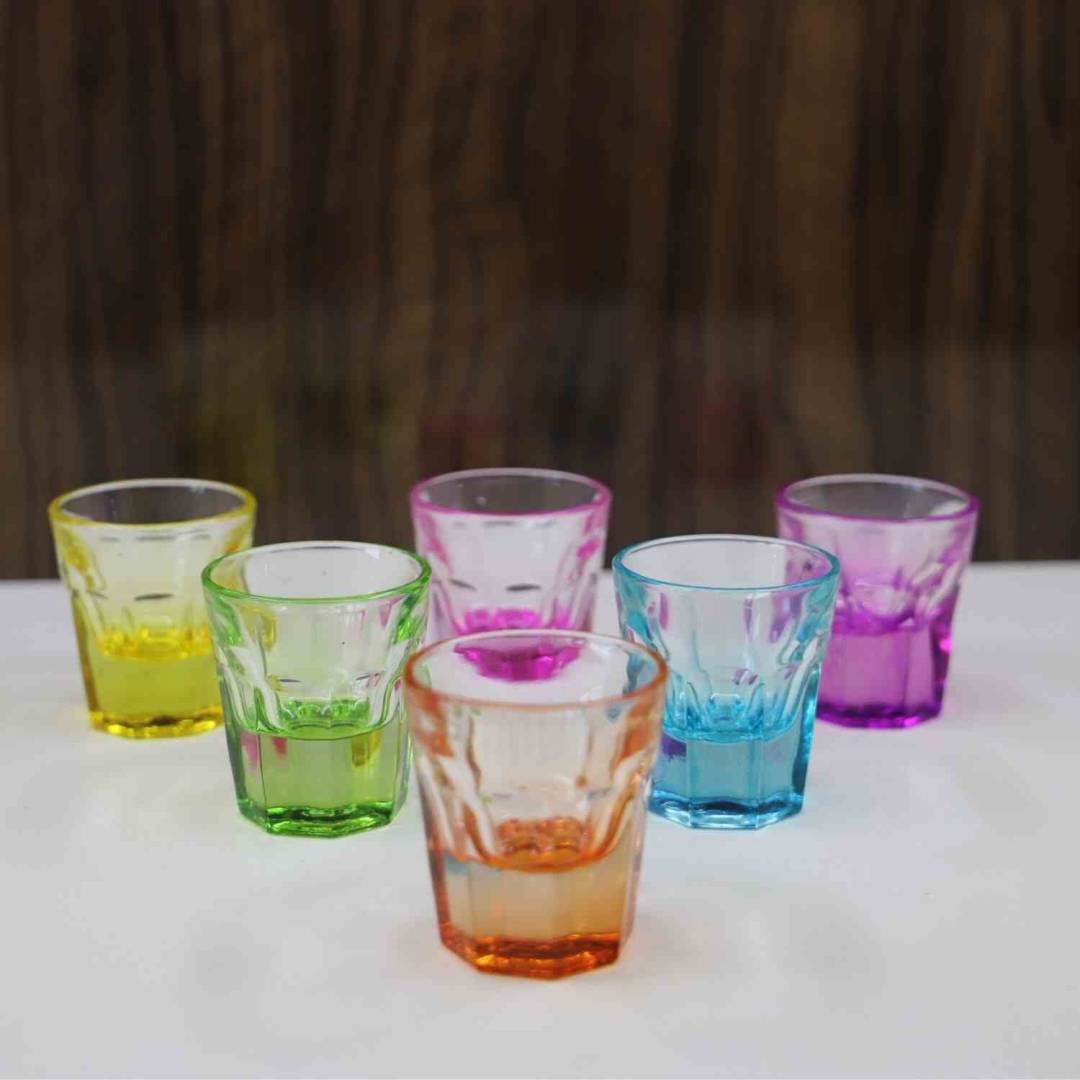 Arow Renkli 6'lı Kahve Yanı Su Bardağı Shot Bardağı