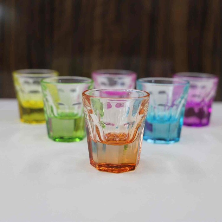 Arow Renkli 6'lı Kahve Yanı Su Bardağı Shot Bardağı - Thumbnail