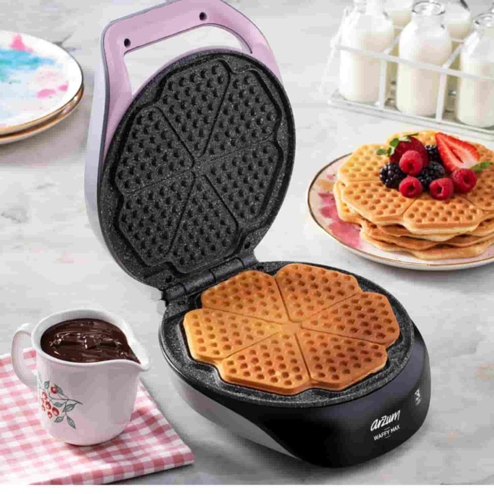 ARZUM AR2033 Waffy Max Waffle Makinesi - Mürdüm - Thumbnail