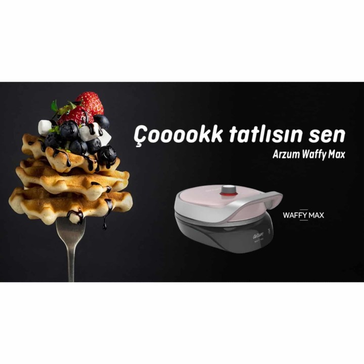 ARZUM AR2033 Waffy Max Waffle Makinesi - Mürdüm - Thumbnail