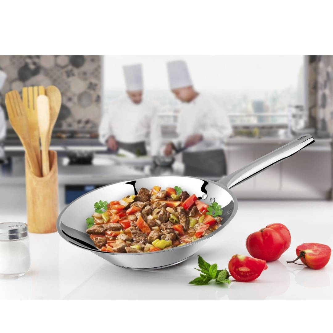 Lines 28 Cm Chef Çelik Wok Tava Metal kulp