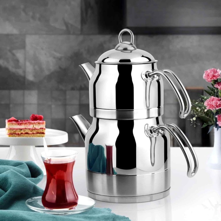 Lines Ayperi Metal Kulplu Paslanmaz Çelik Çaydanlık - Lines