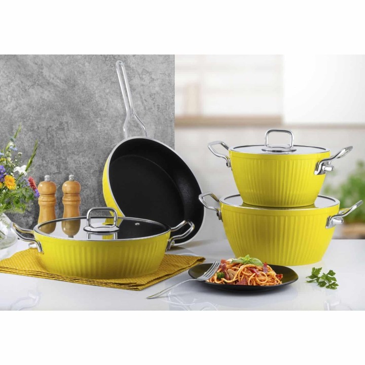 Lines Ayseren 7 Parça Granit Tencere Seti - Sarı - Lines