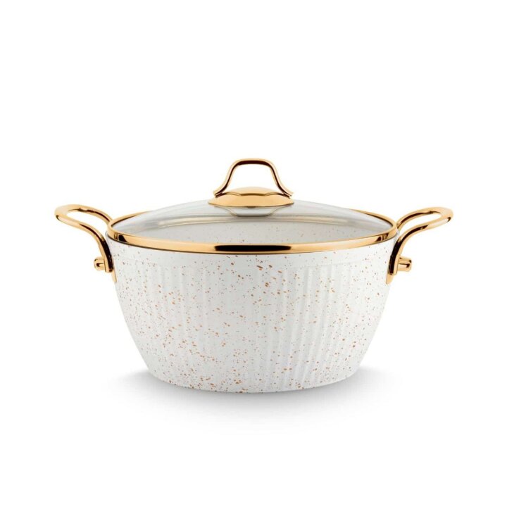 Lines Maya 7 Parça Granit Tencere Seti - Desenli Beyaz - 4