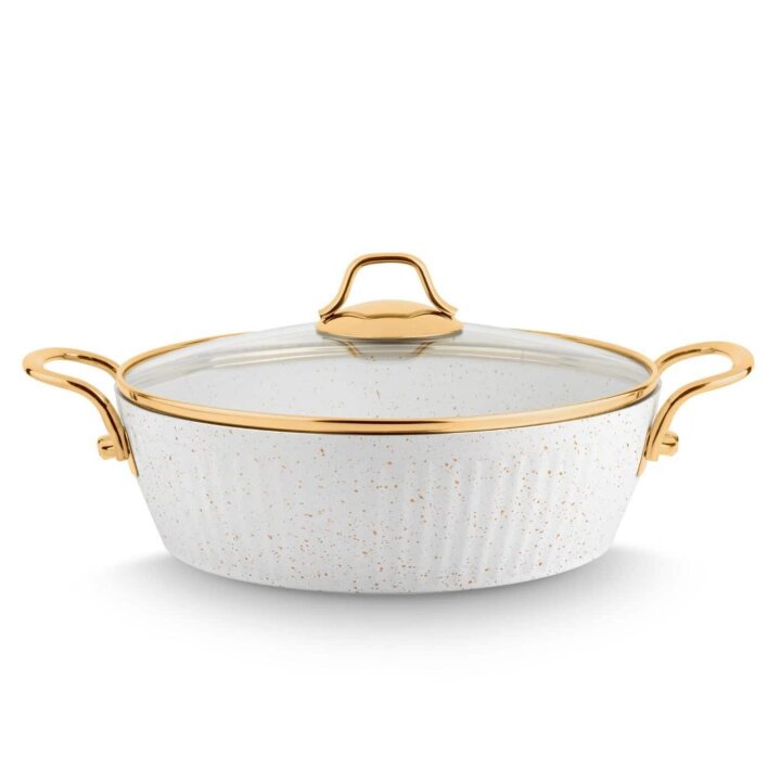 Lines Maya 7 Parça Granit Tencere Seti - Desenli Beyaz - 5