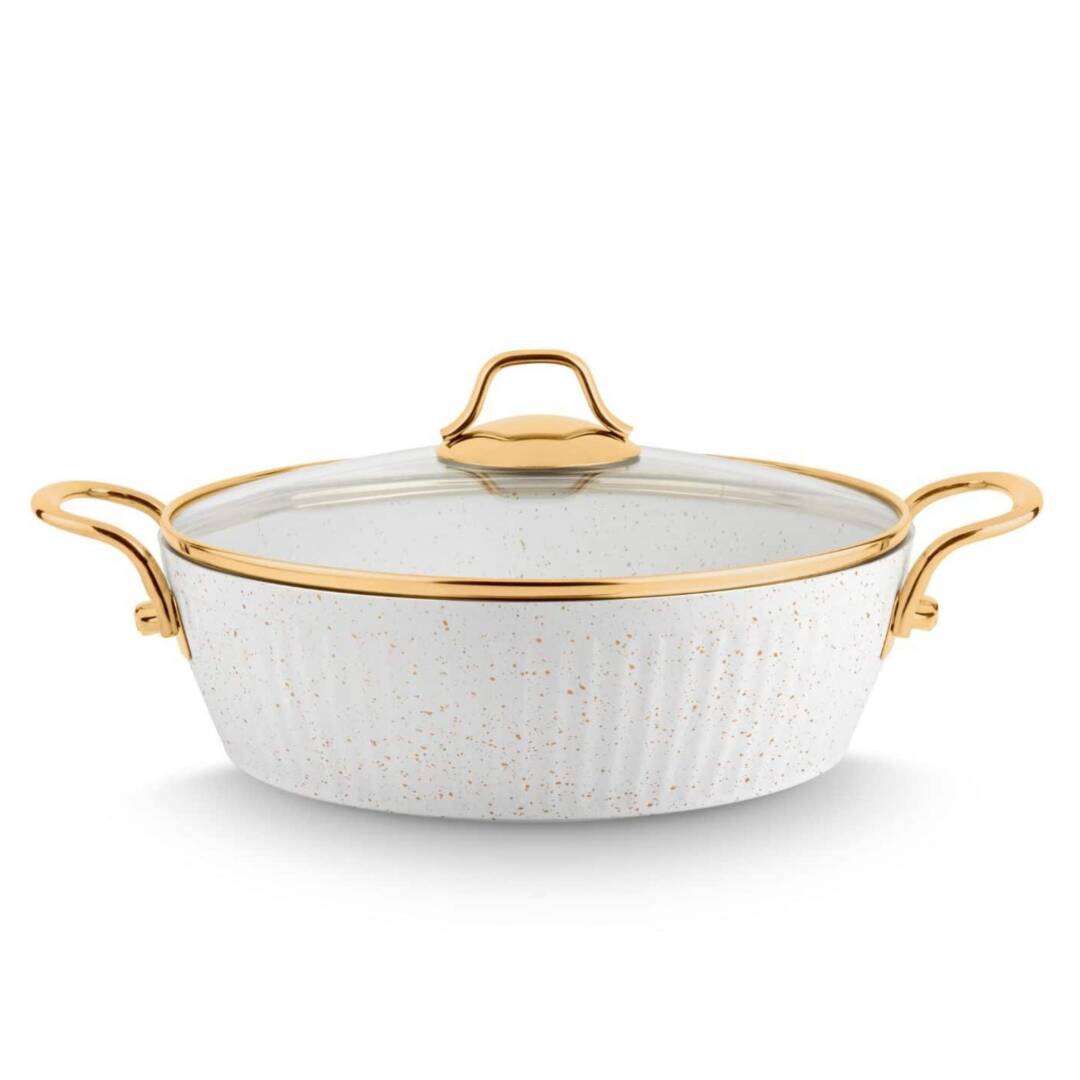 Lines Maya 7 Parça Granit Tencere Seti - Desenli Beyaz - 5