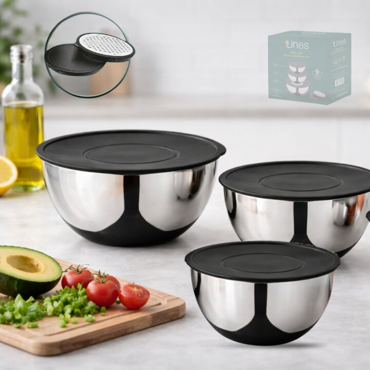 Lines Mix up Paslanmaz Çelik Rendeli Karıştırma Seti 9 parça Inox - Lines