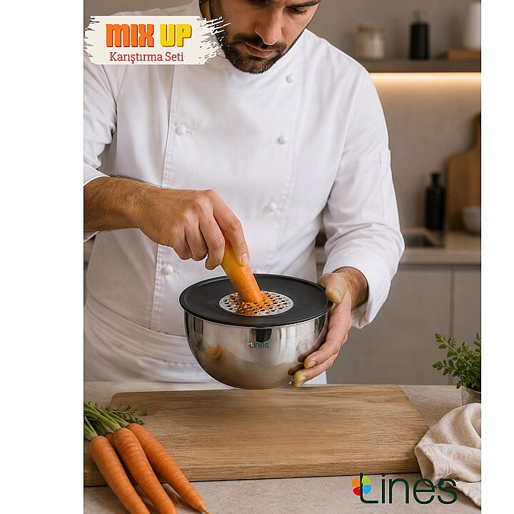 Lines Mix up Rendeli Karıştırma Seti 9 parça Inox Paslanmaz Çelik - 3
