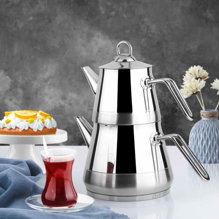 Lines Piramit Metal Kulplu Paslanmaz Çelik Çaydanlık - Lines