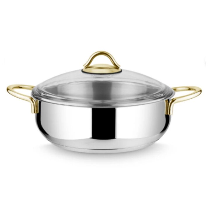 Lines Pırıl 8 Parça Çelik Tencere Seti + Aycan Orta Boy Çaydanlık | Paslanmaz Mutfak & Çeyiz Seti Altın Kulp - 6