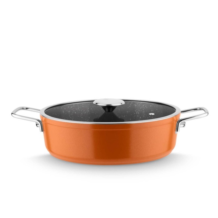 Lines Rozella Titanyum Basık Tencere Metal Kulp - Turuncu - Lines