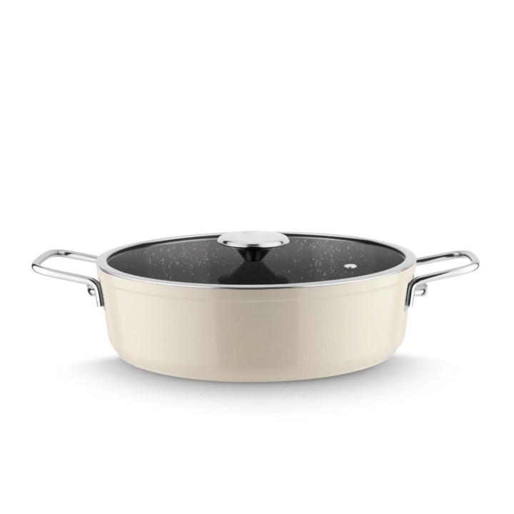 Lines Rozella Titanyum Basık Tencere Metal Kulp - Krem - Lines