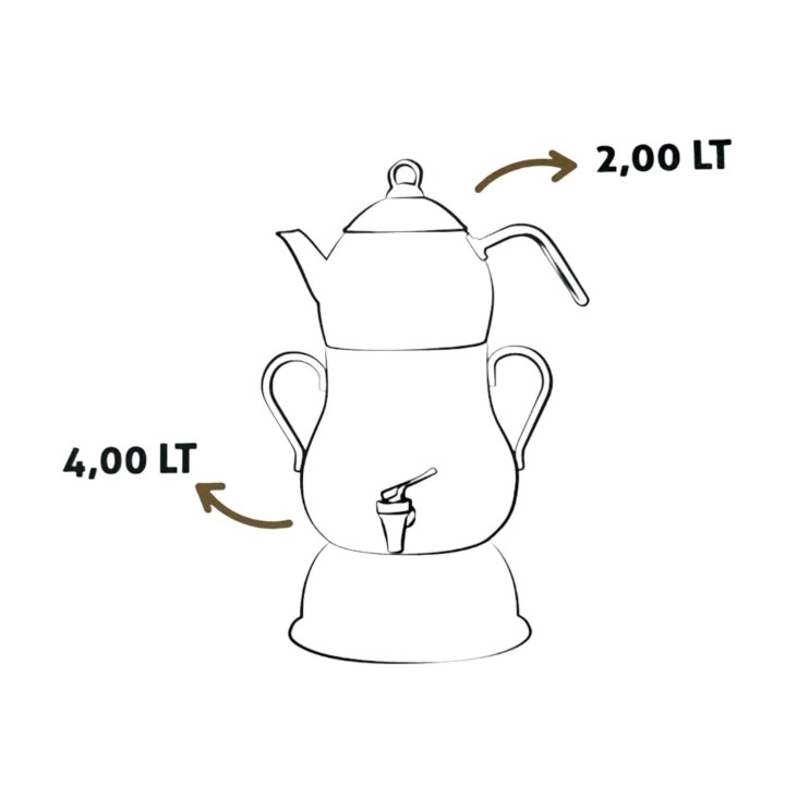 Lines Şahmeran Elektrikli Semaver Çelik Gövde Altın kulp - 2