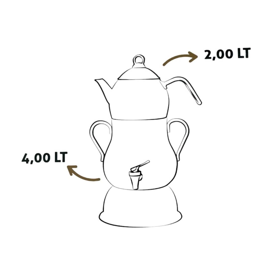 Lines Şahmeran Elektrikli Semaver Çelik Gövde Altın kulp - 2