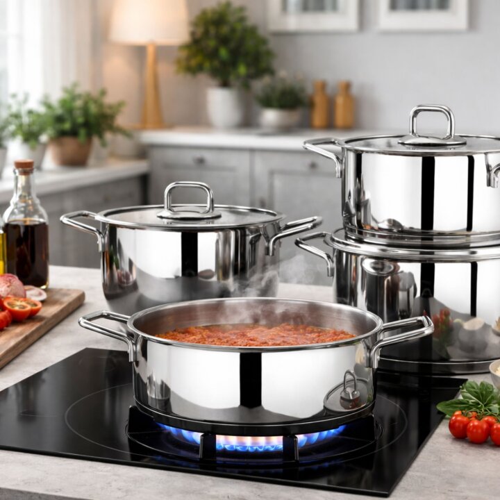 Lines Silver 8 Parça Metal Kulplu Paslanmaz Çelik Tencere Seti - Lines