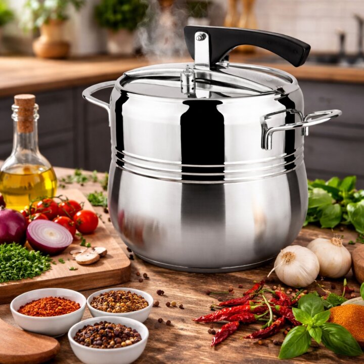 Lines Silver Düdüklü Tencere Metal Kulp Yay Kapak Paslanmaz Çelik Tasarım - Lines