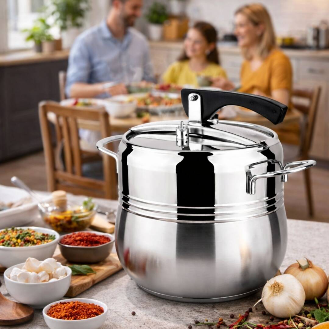 Lines Silver Düdüklü Tencere Metal Kulp Yay Kapak Paslanmaz Çelik Tasarım - 2