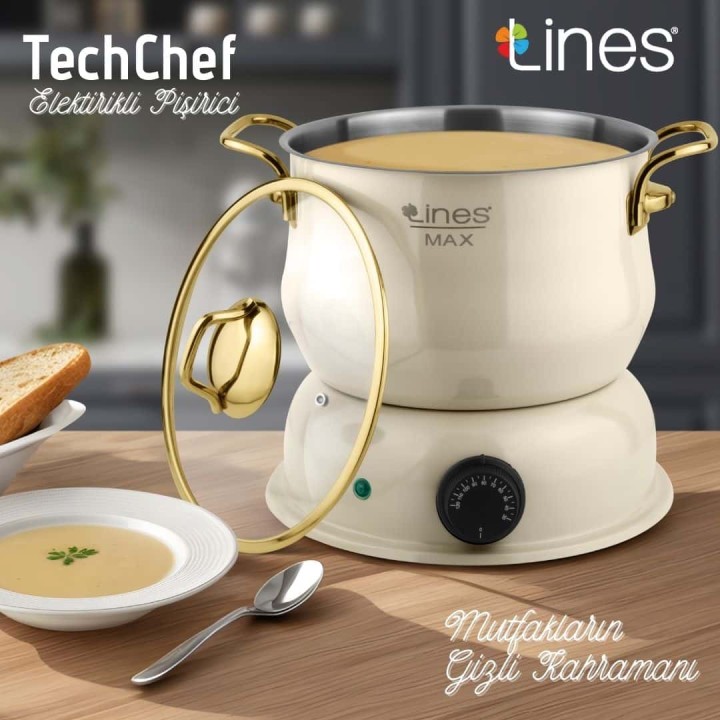 Lines TechChef Çok Fonksiyonlu Elektrikli Pişirici - Krem - Lines