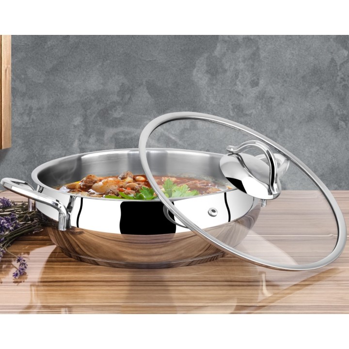 Lines Zeycan Metal Kulp Basık Küre Çelik Tencere - Lines